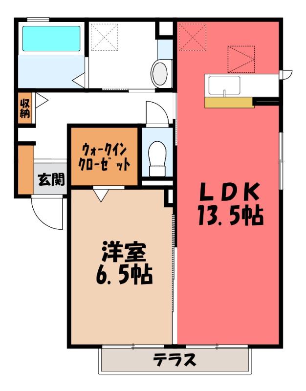 RECIENTE A(1LDK/1階)の間取り写真