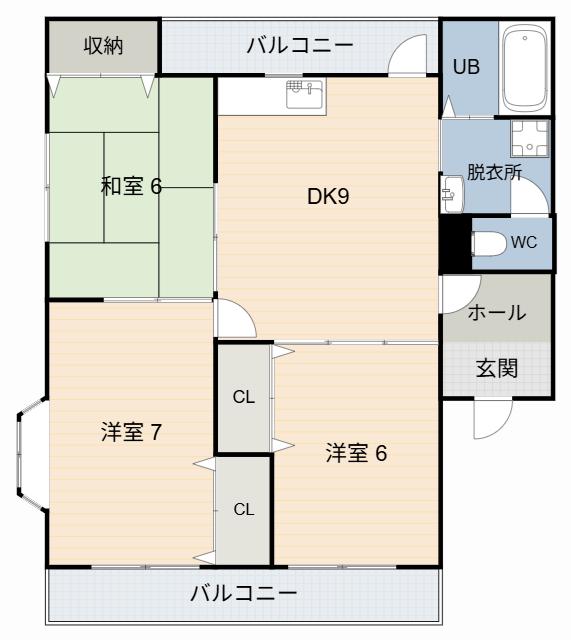 ファンタジー緑丘 B(3DK/2階)の間取り写真