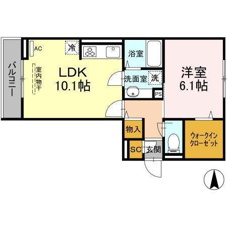 LUMIEREルミエール(1LDK/2階)の間取り写真