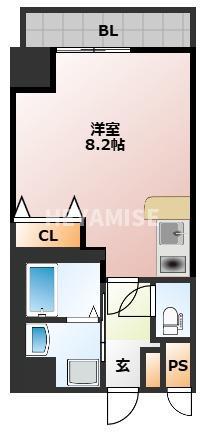 ディノ馬町(ワンルーム/8階)の間取り写真