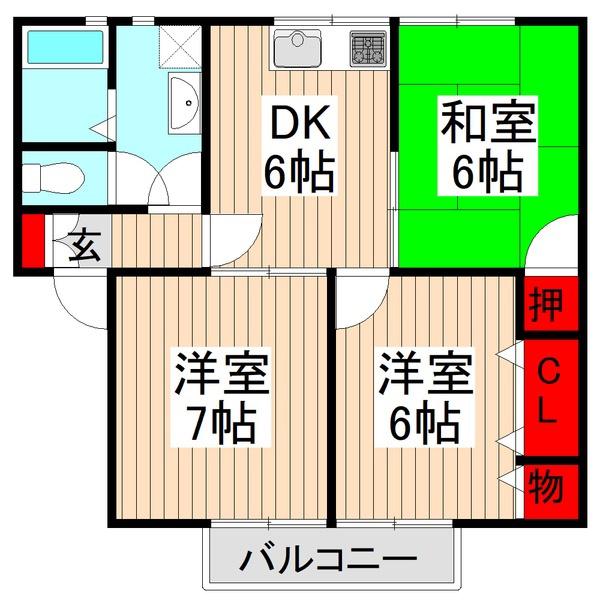 リヴェールコートC(3DK/2階)の間取り写真