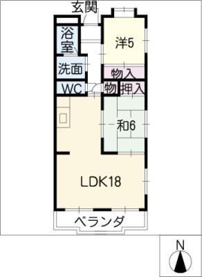グリーンハイツ白壁(2LDK/3階)の間取り写真