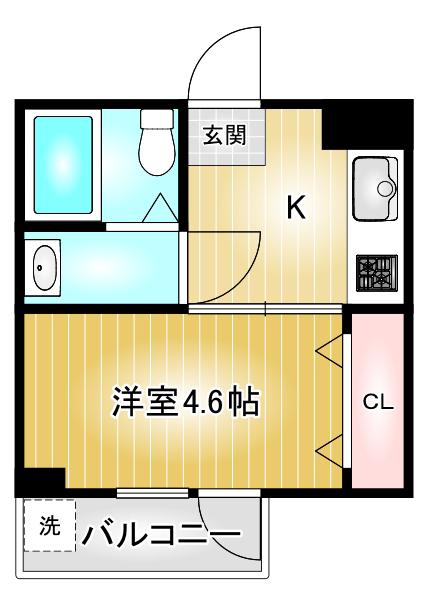 吉川屋ビル(1K/6階)の間取り写真