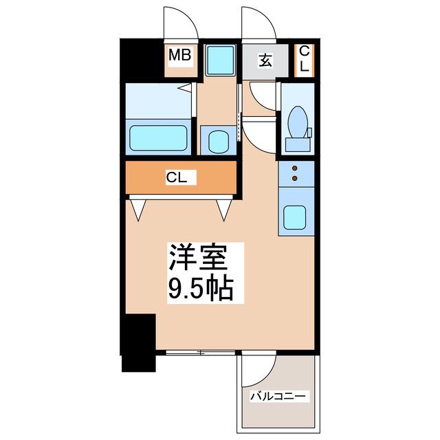 タウンブルグ新町(ワンルーム/9階)の間取り写真