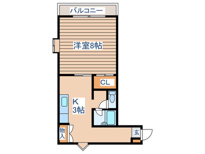 ドゥミール宮町(1K/1階)の間取り写真