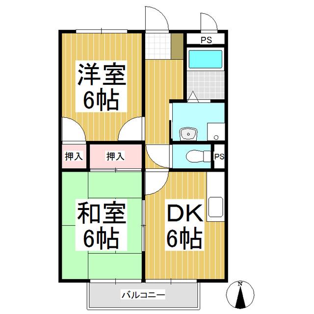 サンシティあさま(2DK/2階)の間取り写真