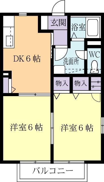 ヴェルティッシュC(2DK/2階)の間取り写真