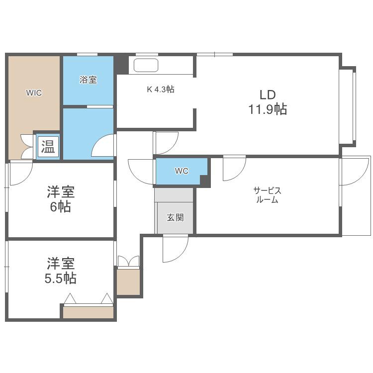 FLEX CASA NISHIOKA(2LDK/1階)の間取り写真