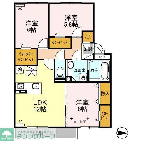 ロイジェントパークス レイクタウン III L(3LDK/2階)の間取り写真