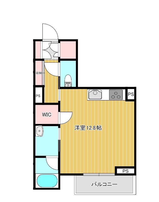 クレストタウン新都心(ワンルーム/2階)の間取り写真