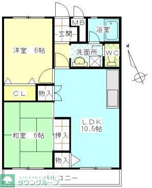 富山コーポラス(2LDK/2階)の間取り写真