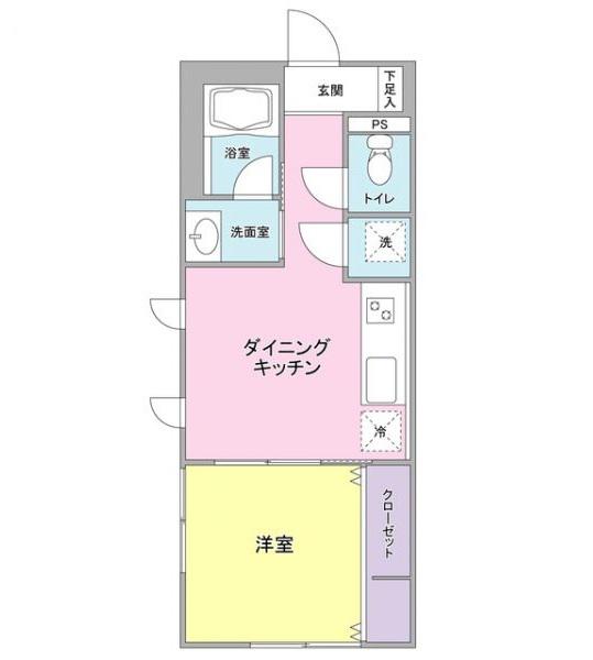 アヴニール上原(1DK/1階)の間取り写真