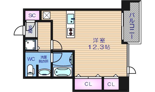クロスレジデンス大阪新町(ワンルーム/4階)の間取り写真