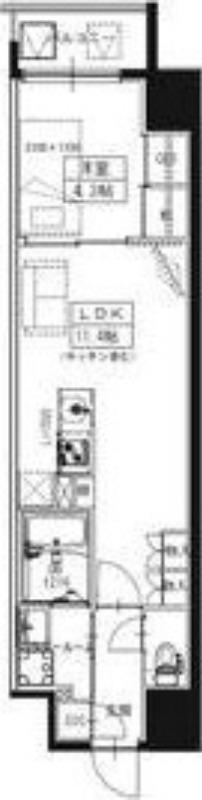 S-RESIDENCE大阪上本町(1LDK/6階)の間取り写真