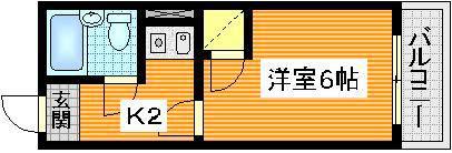 サンローレル八幡(1K/3階)の間取り写真