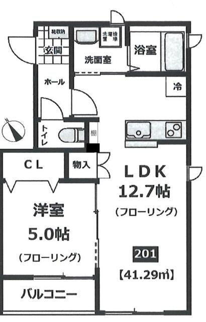 シャルム(1LDK/2階)の間取り写真