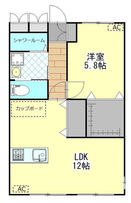 清水マンション(1LDK/3階)の間取り写真