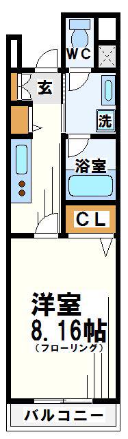 ラソフェルサ(1K/4階)の間取り写真