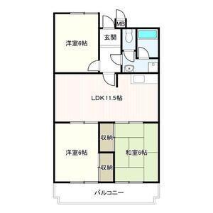 第2橋本マンション(3LDK/4階)の間取り写真
