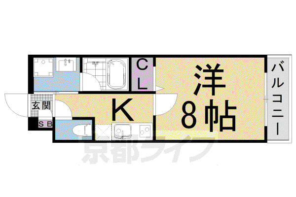 CREDOR東寺南(1K/1階)の間取り写真