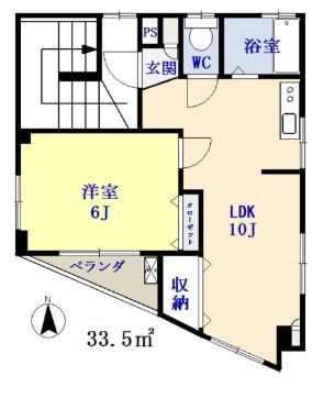 ナカノビル(1LDK/3階)の間取り写真