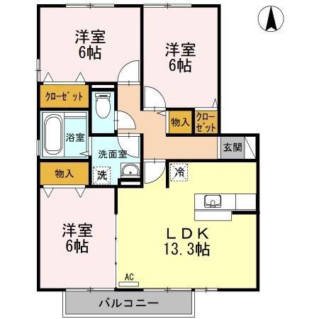 ルピナJ(3LDK/1階)の間取り写真