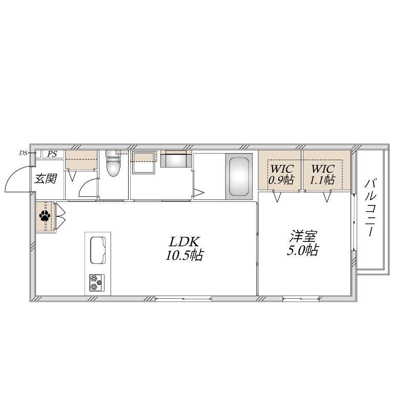 大宮区宮町メゾン(1LDK/4階)の間取り写真