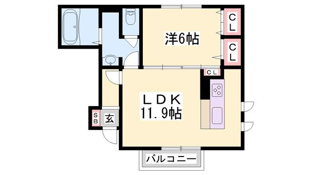 DヴェルジェV(1LDK/1階)の間取り写真