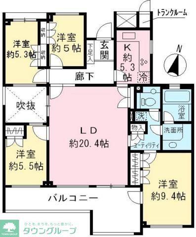 エストライフつつじヶ丘七番館(4LDK/2階)の間取り写真