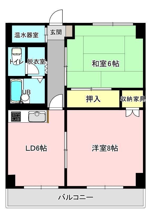 ビラージュパオ(2DK/6階)の間取り写真