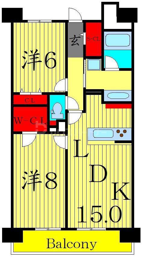 ロイヤルパークス西新井(2LDK/7階)の間取り写真