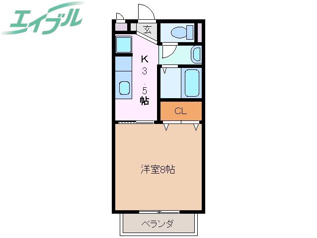 ドエル晃(1K/2階)の間取り写真
