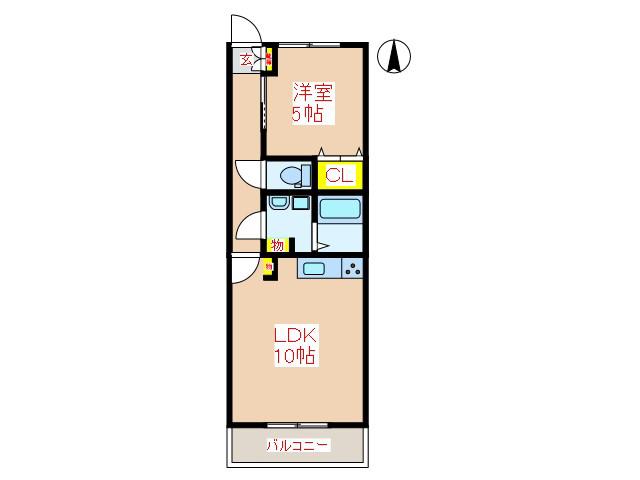 クリアフォレスト参番館(1LDK/1階)の間取り写真