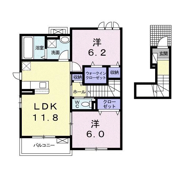 メゾンド サン ミシェル(2LDK/2階)の間取り写真