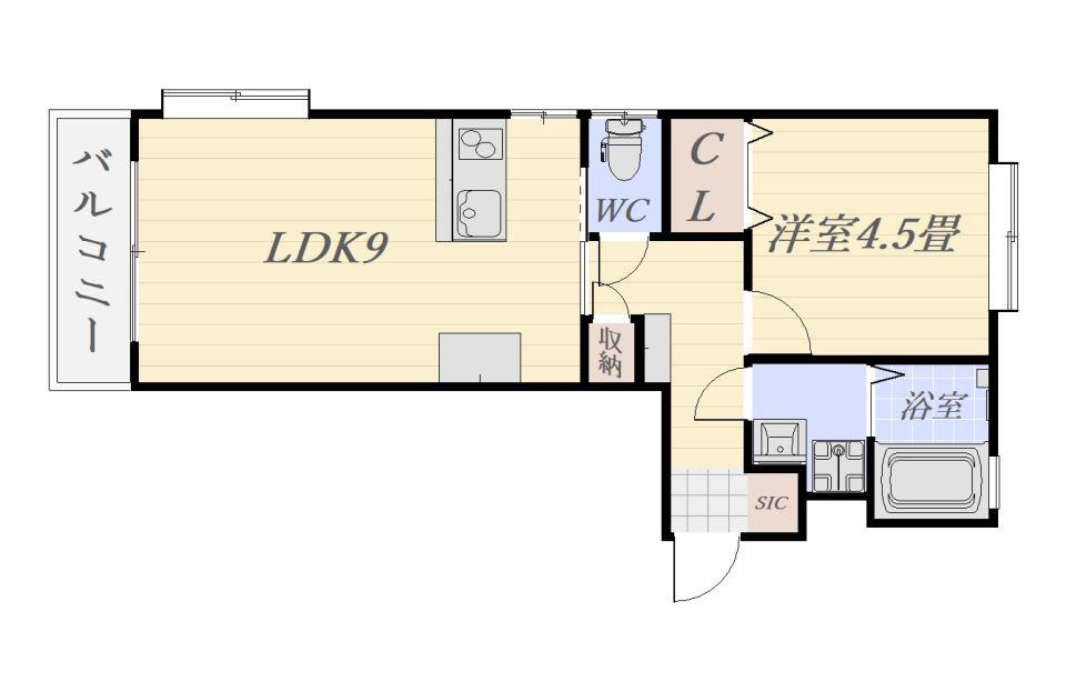 上之園町ビル(1LDK/2階)の間取り写真