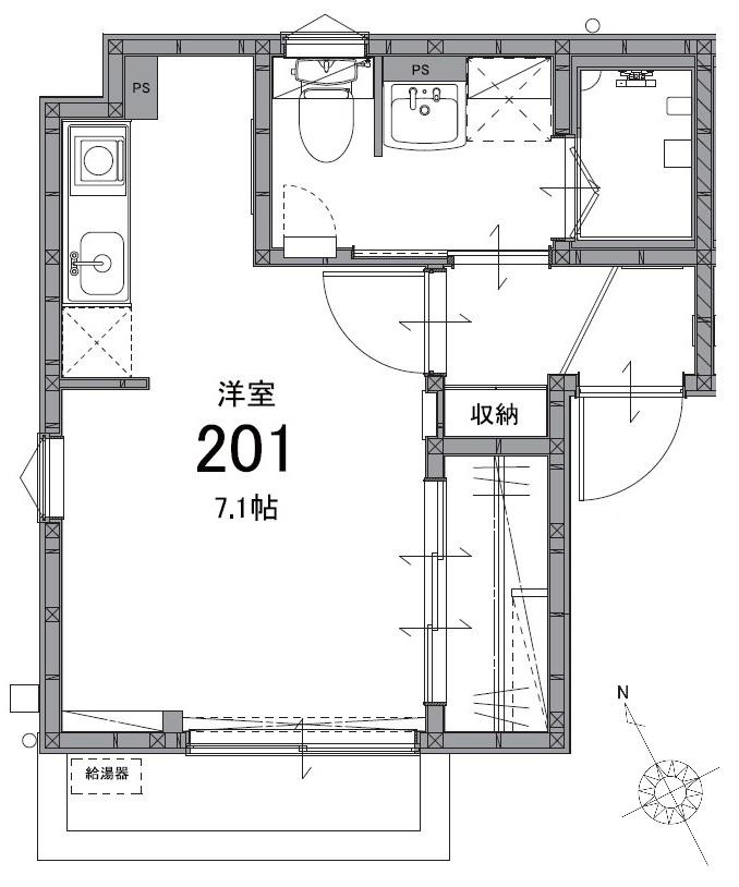 クレア市川南(ワンルーム/2階)の間取り写真