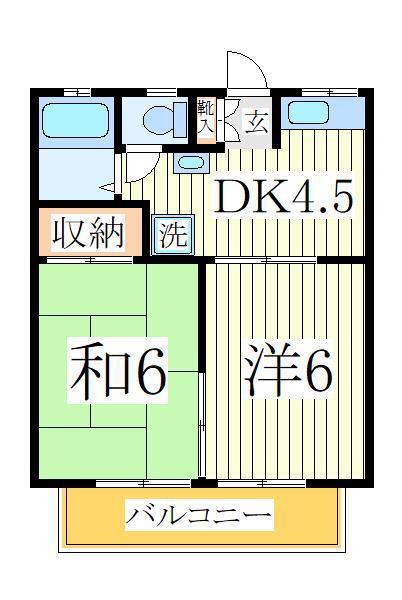 メゾンミヤコI(2DK/2階)の間取り写真