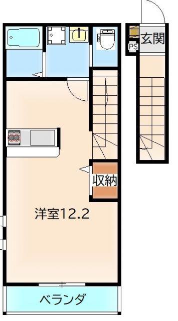 桜木北共同(ワンルーム/2階)の間取り写真