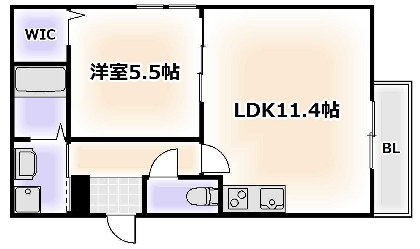 ルアン阿倍野(1LDK/2階)の間取り写真