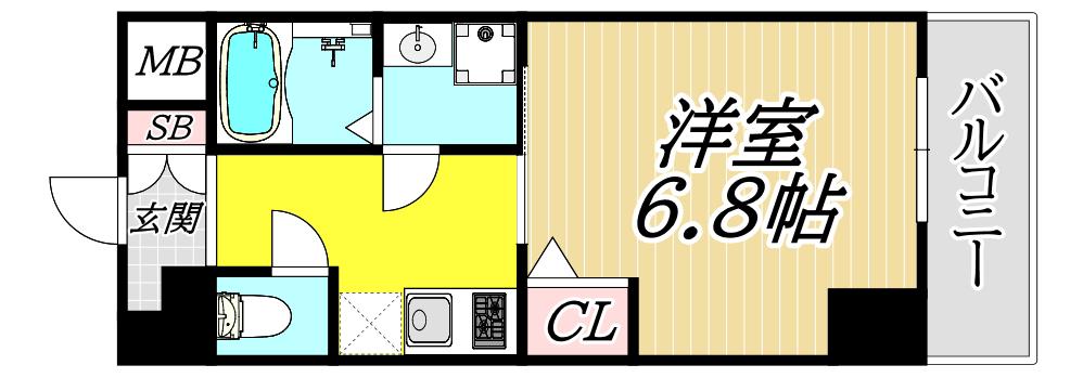 アリビオ立花III(1K/3階)の間取り写真