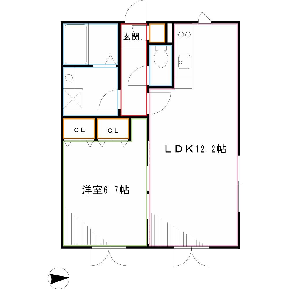 LAPIS東小金井(1LDK/4階)の間取り写真