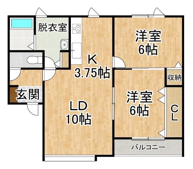 SAND GLASS(2LDK/1階)の間取り写真