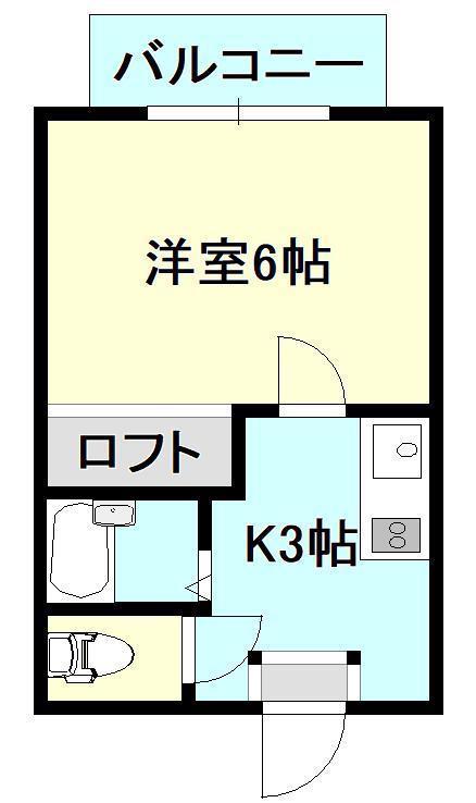 メゾンハイブリッチ(1K/2階)の間取り写真