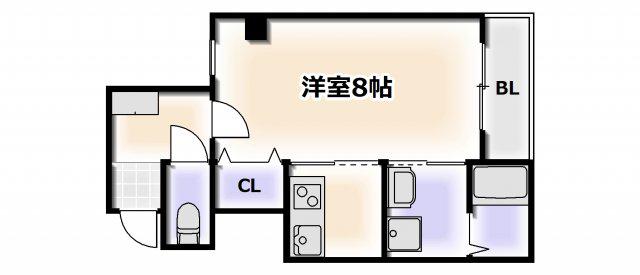 ルミエール難波(1K/8階)の間取り写真