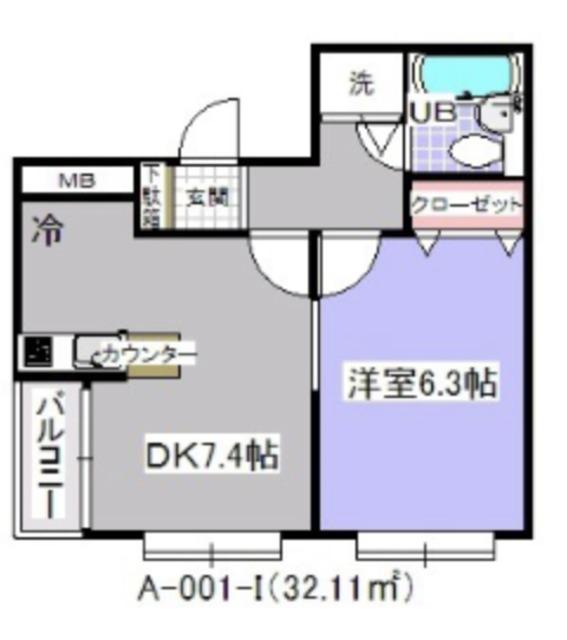 ローズマンション(1DK/2階)の間取り写真