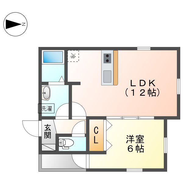 グランレーヴ黒川(1LDK/1階)の間取り写真