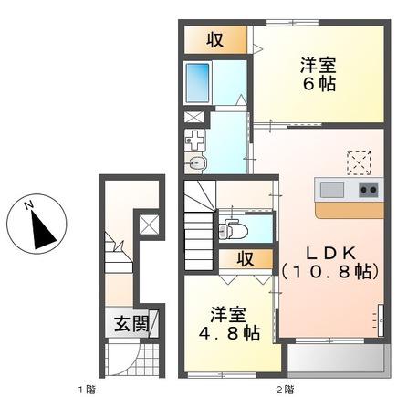 カンタービレ(2LDK/2階)の間取り写真