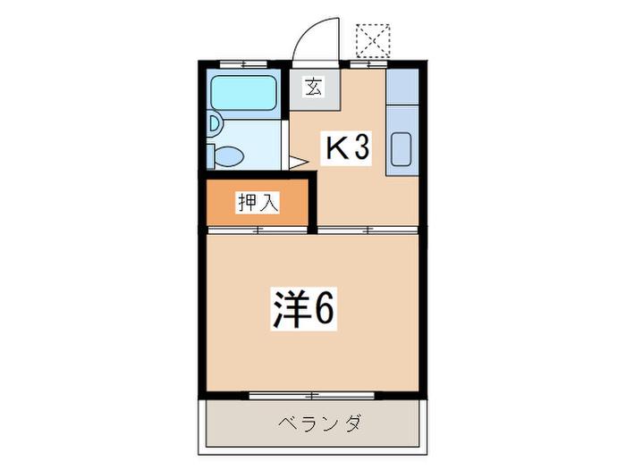 ハイツユニバ-スA(1K/2階)の間取り写真