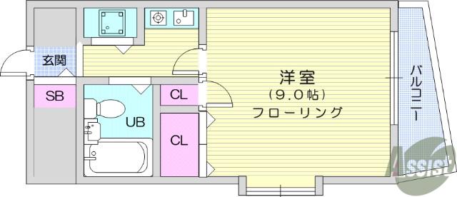 エスパシオ支倉(1K/2階)の間取り写真