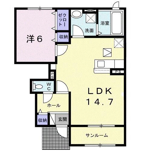 ブライト・コア(1LDK/1階)の間取り写真